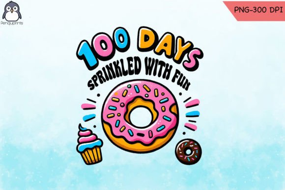 100th Day Donuts Sprinkled Fun PNG for Crafts and Graphics