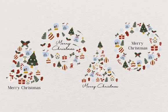 Christmas Winter Holiday Collage Set for Graphics & Crafts