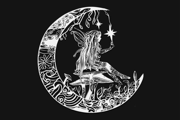 Fairy on Moon Mandala Drawing 42 Graphics and Illustrations Review