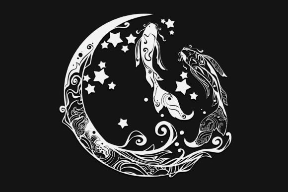 Koi with Moon Mandala Drawing 160 Graphics and Illustrations Review