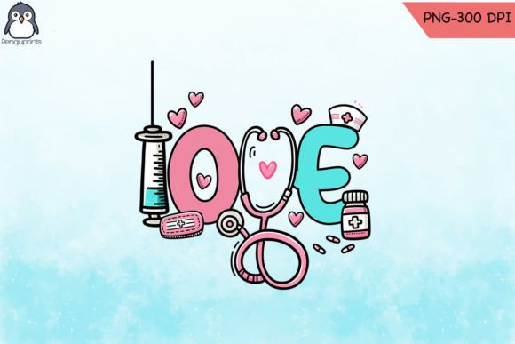 Love Nurse Valentine PNG Graphics for Crafts