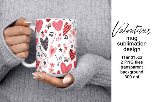 Mug Valentine s Day Wrap with Hearts: A Graphic Design Asset for Crafts