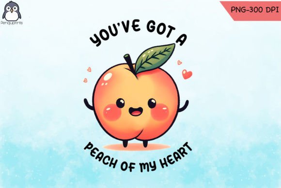 Peach of My Heart Fruit Puns PNG Graphics for Crafts