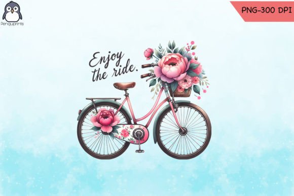 Pink Floral Bike PNG Graphics for Crafts & Creative Projects