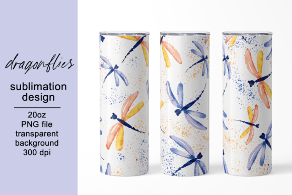 Tumbler Sublimation Design, Dragonflies for Graphics and Crafts