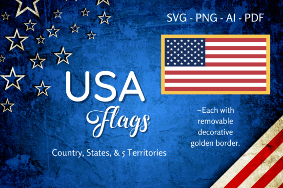 USA Country, States, Territories Flags Graphics for Scene Generators