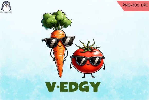 V-edgy Cool Vegetables PNG Sublimation for Crafts and Graphics